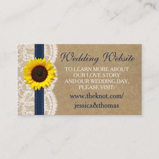 The Kraft, Lace & Sunflower Collection - Navy Enclosure Card (Front)