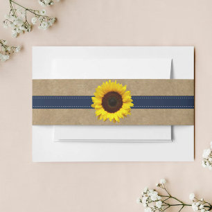 The Kraft, Lace & Sunflower Collection - Navy Invitation Belly Band