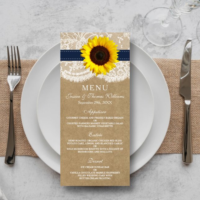 The Kraft, Lace & Sunflower Collection - Navy Menu (Creator Uploaded)