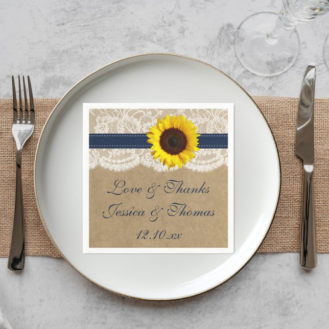 The Kraft, Lace & Sunflower Collection - Navy Napkin (Creator Uploaded)