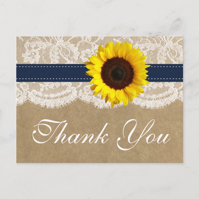The Kraft, Lace & Sunflower Collection - Navy Postcard (Front)