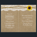 The Kraft, Lace & Sunflower Collection Programs<br><div class="desc">The Kraft, lace and sunflower collection is a stunning design featuring a lovely rustic Kraft paper effect background with a romantic vintage white lace effect trim finished with a stunning sunflower and twine. These programs can be personalised for your special occasion and would make the perfect template for any rustic...</div>