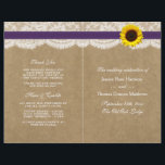 The Kraft, Lace & Sunflower Collection - Purple<br><div class="desc">The Kraft, lace and sunflower collection is a stunning design featuring a lovely rustic Kraft paper effect background with a romantic vintage white lace effect trim finished with a stunning sunflower and a purple ribbon effect. These programs can be personalised for your special occasion and would make the perfect template...</div>
