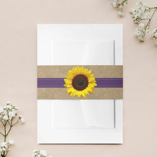 The Kraft, Lace & Sunflower Collection - Purple Invitation Belly Band