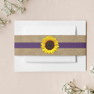 The Kraft, Lace & Sunflower Collection - Purple Invitation Belly Band