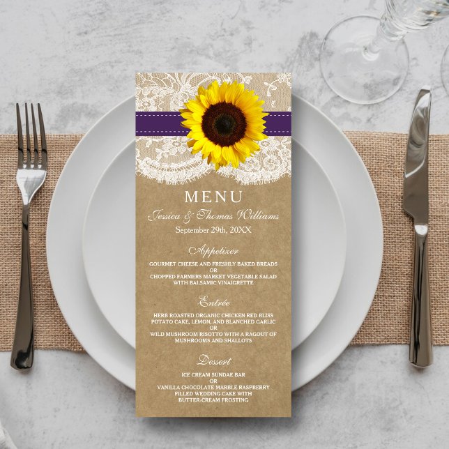 The Kraft, Lace & Sunflower Collection - Purple Menu (Creator Uploaded)