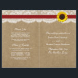 The Kraft, Lace & Sunflower Collection - Red<br><div class="desc">The Kraft, lace and sunflower collection is a stunning design featuring a lovely rustic Kraft paper effect background with a romantic vintage white lace effect trim finished with a stunning sunflower and a red ribbon effect. These programs can be personalised for your special occasion and would make the perfect template...</div>