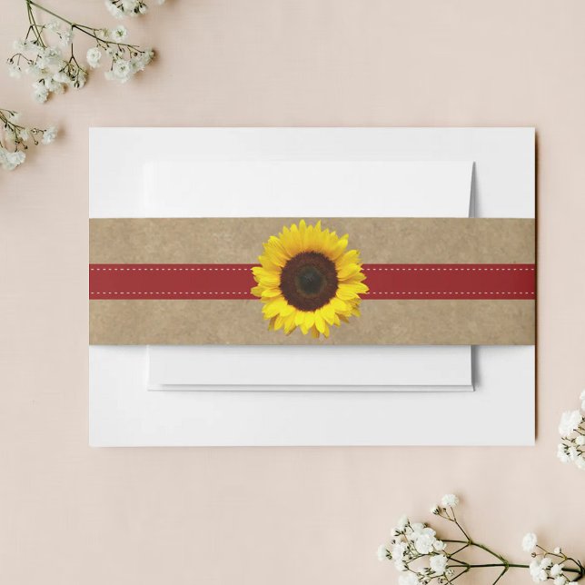 The Kraft, Lace & Sunflower Collection - Red Invitation Belly Band (Creator Uploaded)