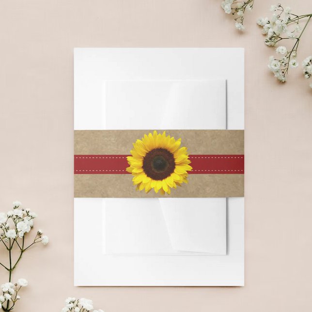 The Kraft, Lace & Sunflower Collection - Red Invitation Belly Band (Creator Uploaded)