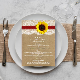 The Kraft, Lace & Sunflower Collection - Red Menu