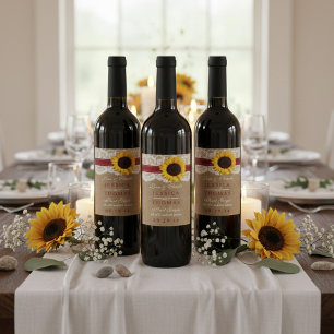 The Kraft, Lace & Sunflower Collection - Red Wine Label