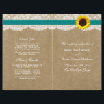 The Kraft, Lace & Sunflower Collection - Teal<br><div class="desc">The Kraft, lace and sunflower collection is a stunning design featuring a lovely rustic Kraft paper effect background with a romantic vintage white lace effect trim finished with a stunning sunflower and a teal ribbon effect. These programs can be personalised for your special occasion and would make the perfect template...</div>