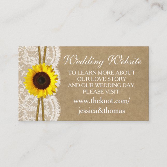 The Kraft, Lace & Sunflower Collection Website Enclosure Card (Front)