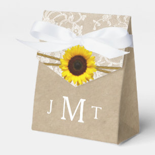 The Kraft, Lace & Sunflower Wedding Collection Favour Box