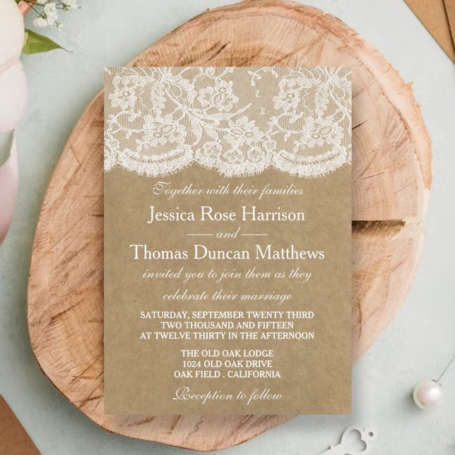 The Kraft & Lace Wedding Collection Invitations (Creator Uploaded)