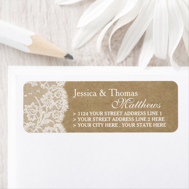 The Kraft & Lace Wedding Collection Labels (Insitu)