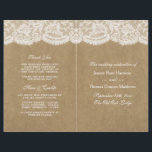 The Kraft & Lace Wedding Collection Programs<br><div class="desc">The Kraft & lace collection is a stunning design featuring a lovely rustic Kraft paper effect background with a romantic vintage white lace effect trim. These programs can be personalised for your special occasion and would make the perfect template for rustic weddings, bridal showers, engagement parties, birthday parties and much,...</div>