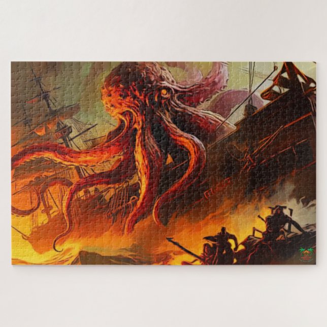 🐙 The Kraken's Fury: Beast of the Deep! Jigsaw Puzzle (Horizontal)