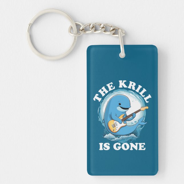 The Krill Is Gone - Funny Whale Playing Guitar Key Ring (Front)