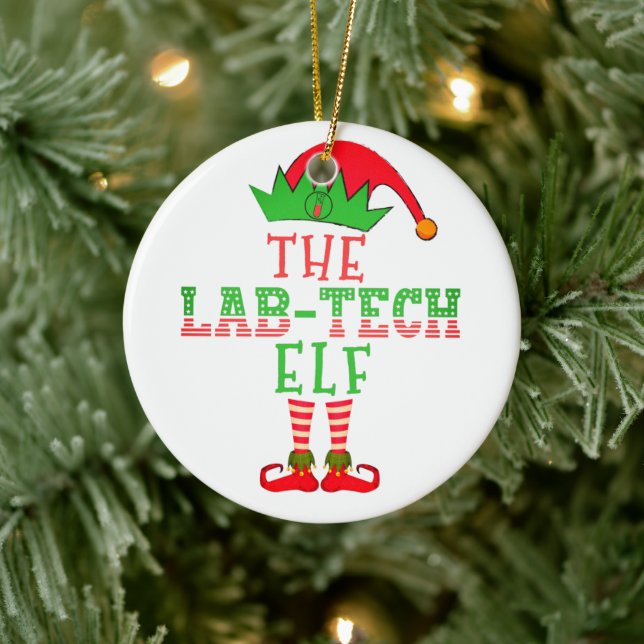 The Lab Tech Elf Christmas Family Matching Pajama Ceramic Ornament (Tree)