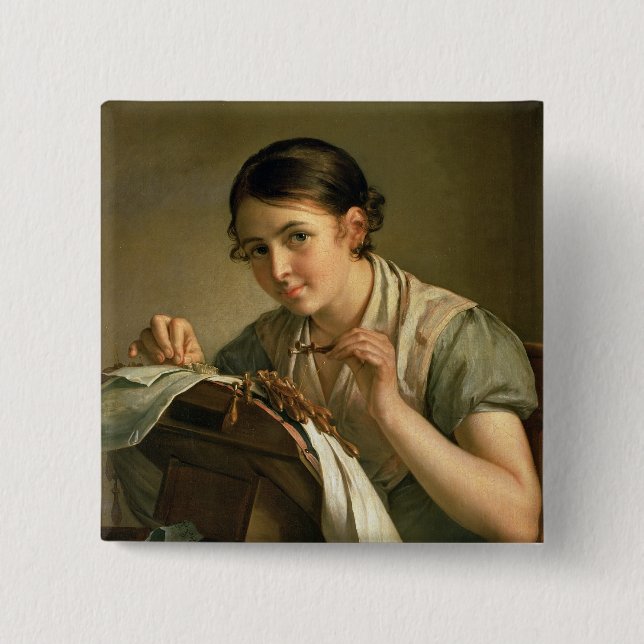 The Lacemaker, 1823 15 Cm Square Badge (Front)