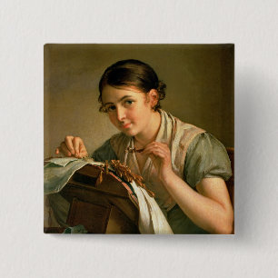 The Lacemaker, 1823 15 Cm Square Badge