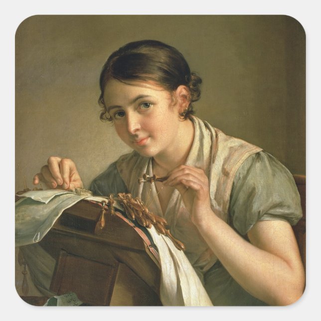 The Lacemaker, 1823 Square Sticker (Front)
