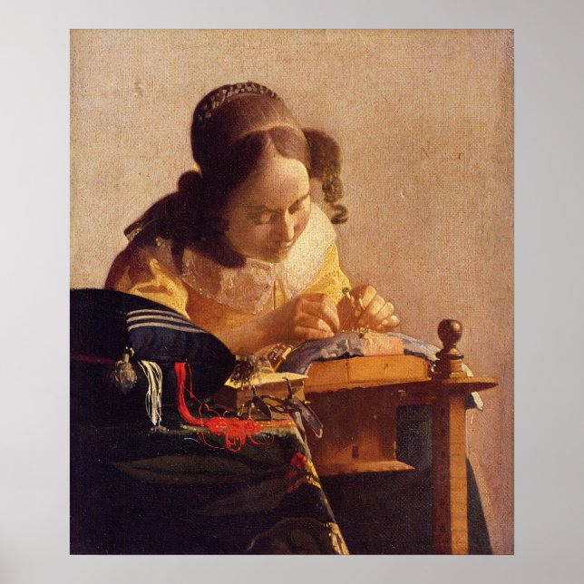 The Lacemaker by Johannes Vermeer Poster (Front)