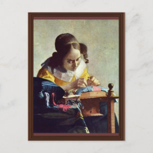 The Lacemaker, Français La Dentelière,  By Vermeer Postcard