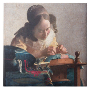 The Lacemaker, Johannes Vermeer Ceramic Tile