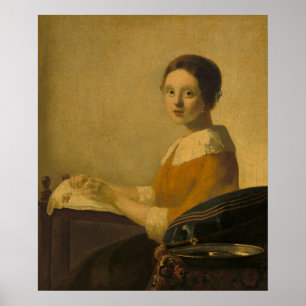 The Lacemaker — Vermeer-Style Portrait Poster
