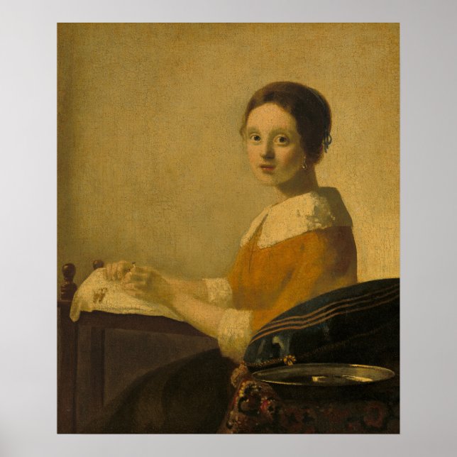 The Lacemaker — Vermeer-Style Portrait Poster (Front)