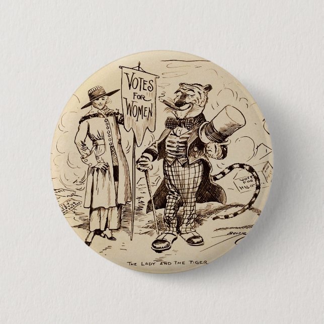 The Lady and the Tiger by Clifford K. Berryman 6 Cm Round Badge (Front)