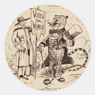 The Lady and the Tiger by Clifford K. Berryman Classic Round Sticker