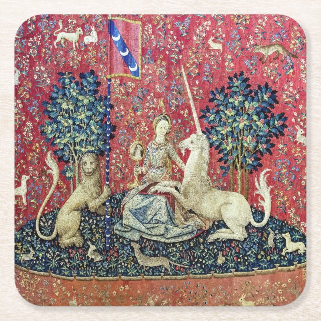 The Lady and the Unicorn, Sight Square Paper Coaster (Front)