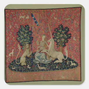 The Lady and the Unicorn: 'Sight' Square Sticker
