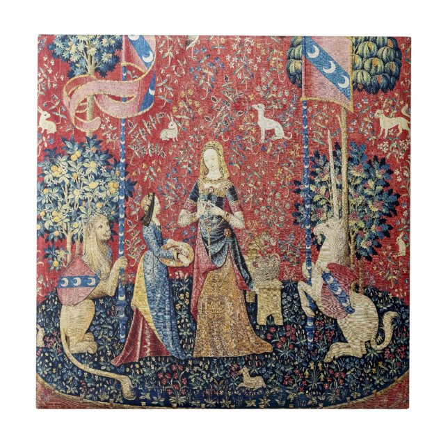 The Lady and the Unicorn, Smell Ceramic Tile (Front)