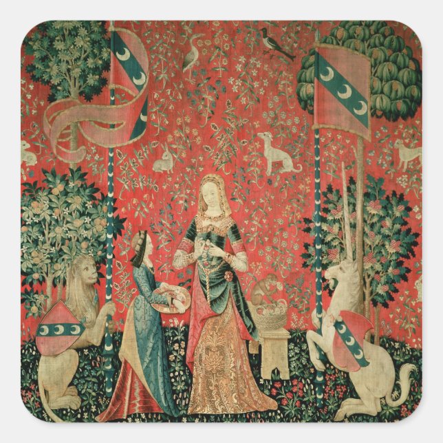 The Lady and the Unicorn: 'Smell' Square Sticker (Front)