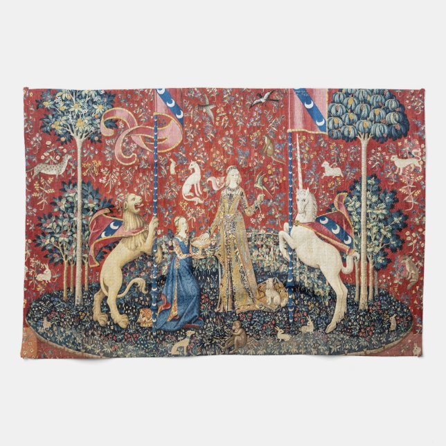 The Lady and the Unicorn, Taste Tea Towel (Horizontal)