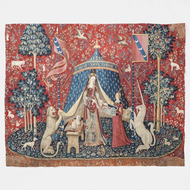 The Lady and the Unicorn, To my only desire Fleece Blanket (Front (Horizontal))