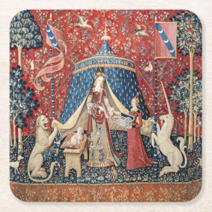 The Lady and the Unicorn, To my only desire Square Paper Coaster