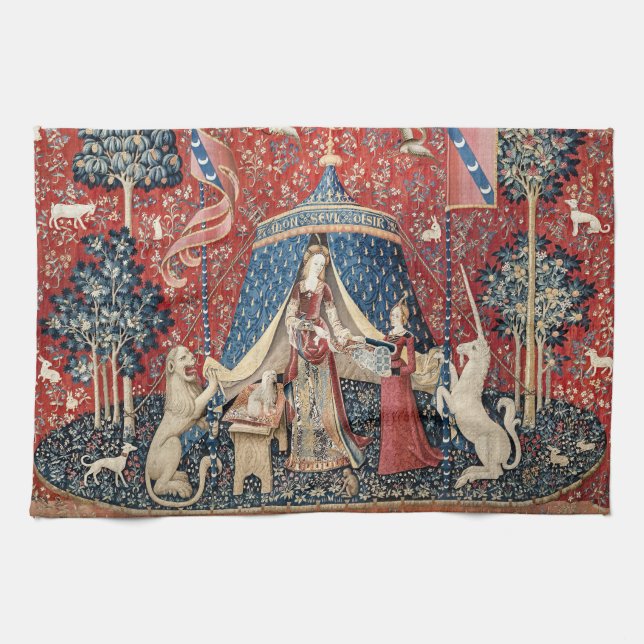 The Lady and the Unicorn, To my only desire Tea Towel (Horizontal)