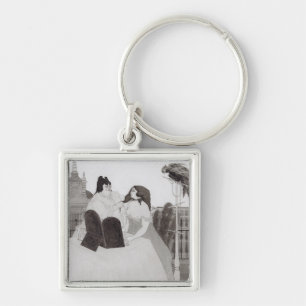 The Lady at the Dressing Table (ink and wash) Key Ring