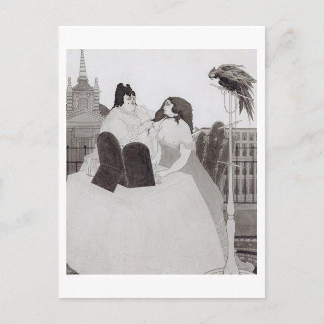 The Lady at the Dressing Table (ink and wash) Postcard (Front)