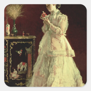 The Lady in Pink, 1867 Square Sticker