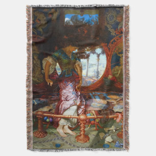 The Lady of Shalott by Pre-Raphaelite William Hunt Throw Blanket