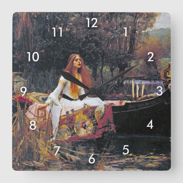 The Lady of Shalott, John William Waterhouse Square Wall Clock (Front)