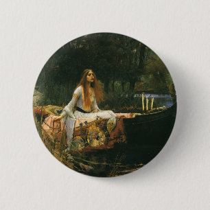 The Lady of Shalott On Boat by JW Waterhouse 6 Cm Round Badge