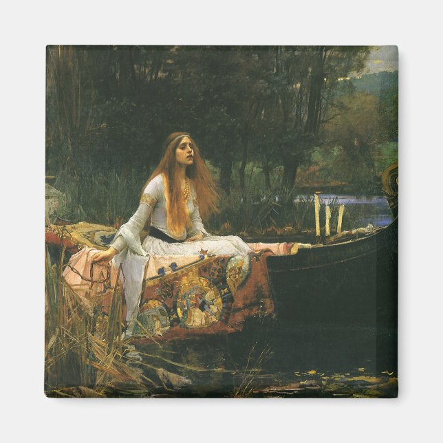 The Lady of Shalott On Boat by JW Waterhouse Magnet (Front)