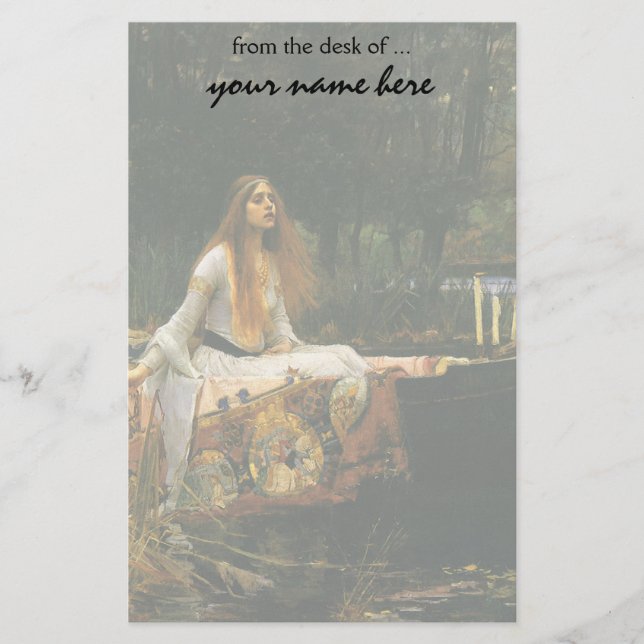 The Lady of Shalott On Boat by JW Waterhouse Stationery (Front)